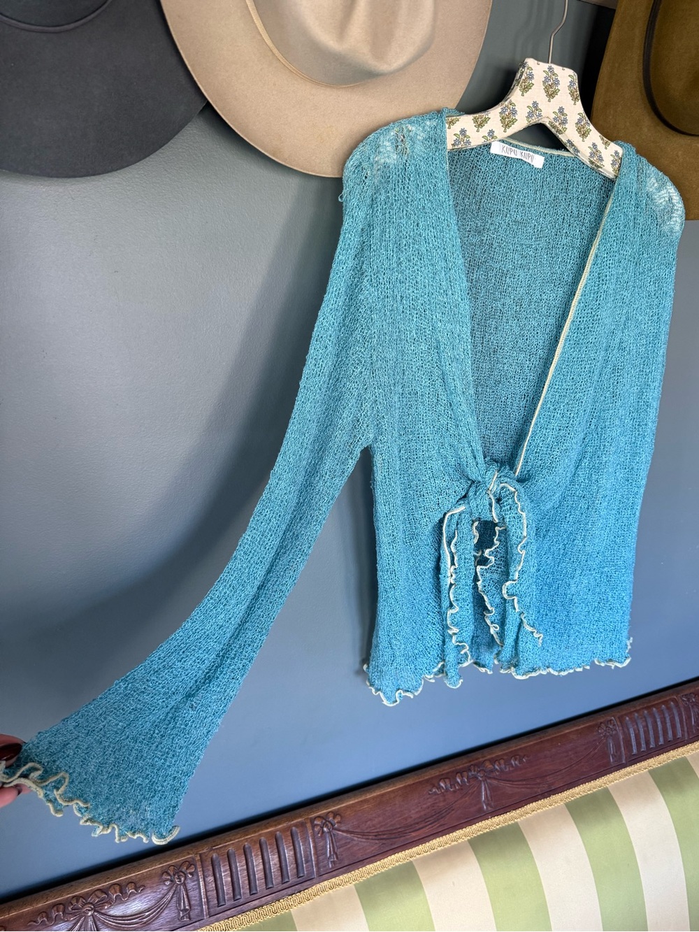 VINTAGE 100% rayon open wrap ballet cardigan one size